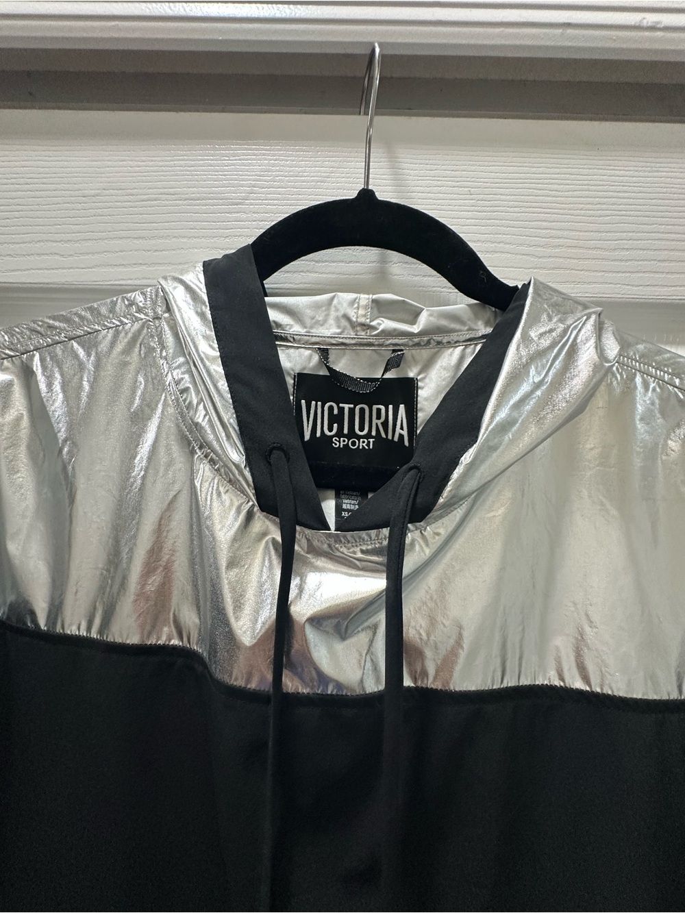 Victoria's Secret Silver and Black Hooded Bomber Jacket
